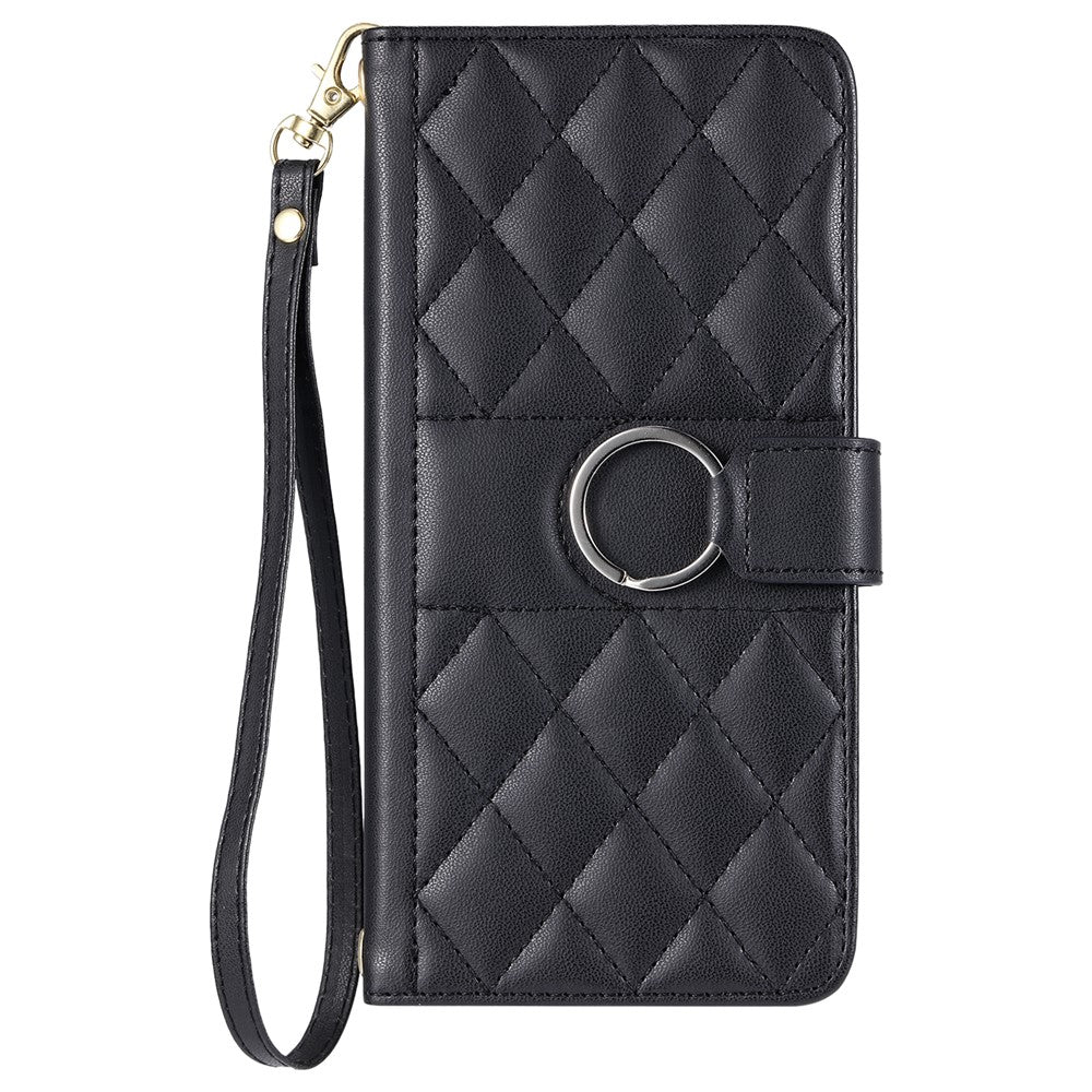 For Xiaomi Redmi Note 14 5G Crossbody Leather Case Ring Buckle Wallet Stand Rhombus Mobile Cover