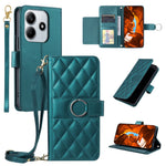 For Xiaomi Redmi Note 14 5G Crossbody Leather Case Ring Buckle Wallet Stand Rhombus Mobile Cover