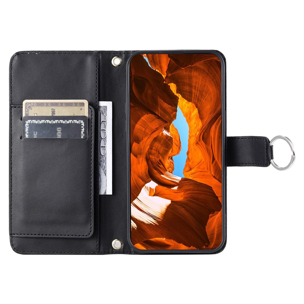 Xiaomi Redmi Note 14 Pro+ 5G / Note 14 Pro 5G / Poco X7 5G Axelremsskal i läder med ringspänne och stativ, rombiskt mobilskal