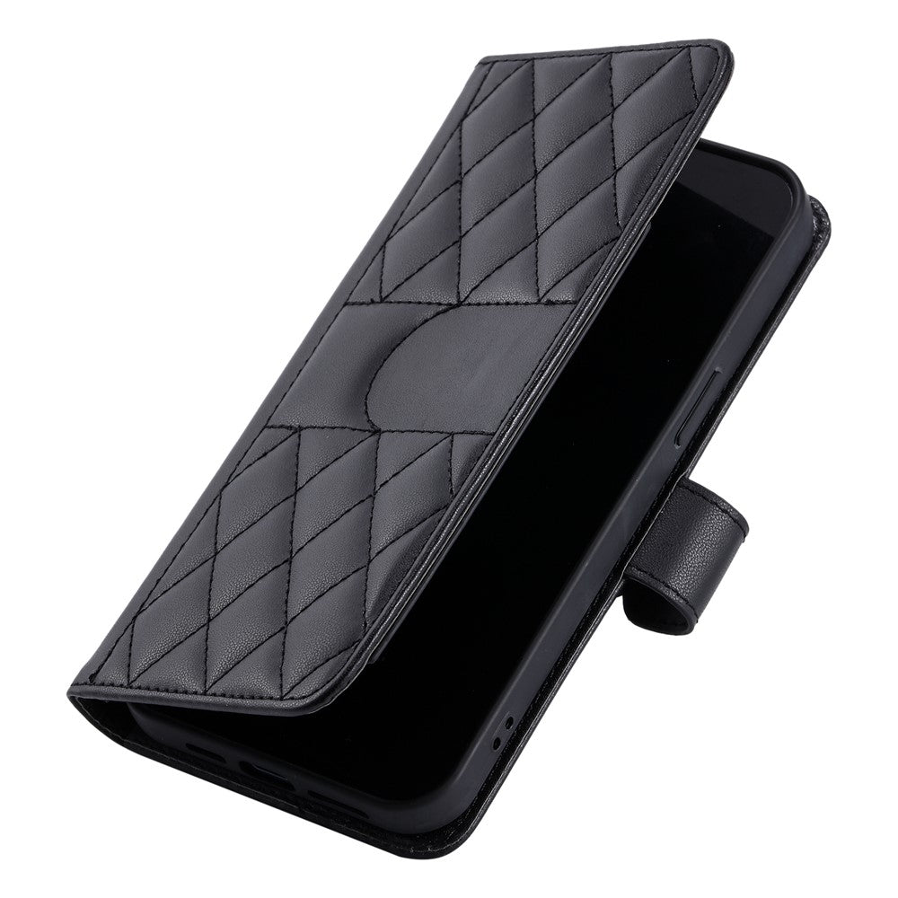 Xiaomi Redmi Note 14 Pro+ 5G / Note 14 Pro 5G / Poco X7 5G Axelremsskal i läder med ringspänne och stativ, rombiskt mobilskal