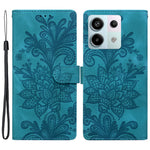 For Xiaomi Redmi Note 13 Pro 5G Case Imprinted Lace Flowers PU Leather Wallet Phone Cover