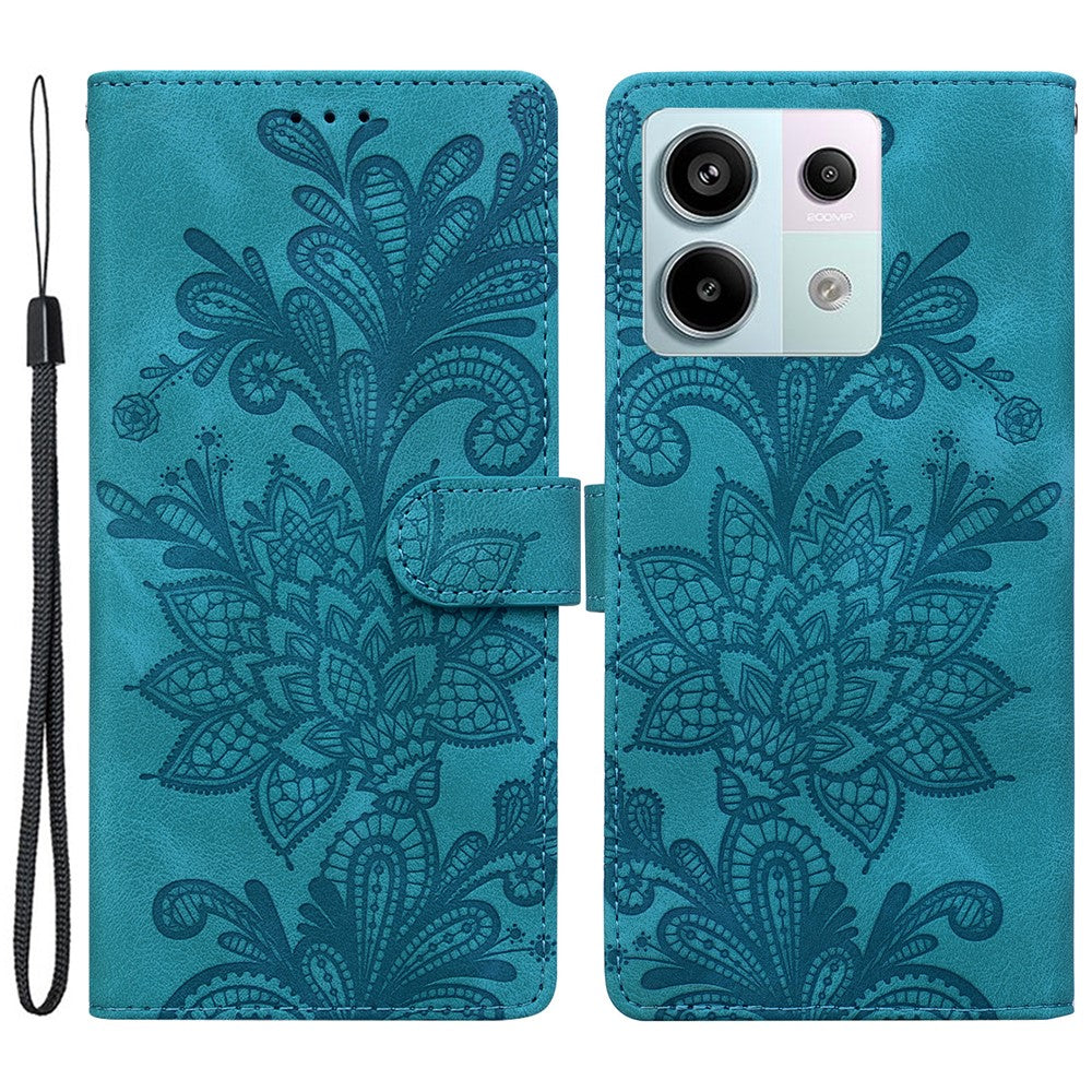 For Xiaomi Redmi Note 13 Pro 5G Case Imprinted Lace Flowers PU Leather Wallet Phone Cover