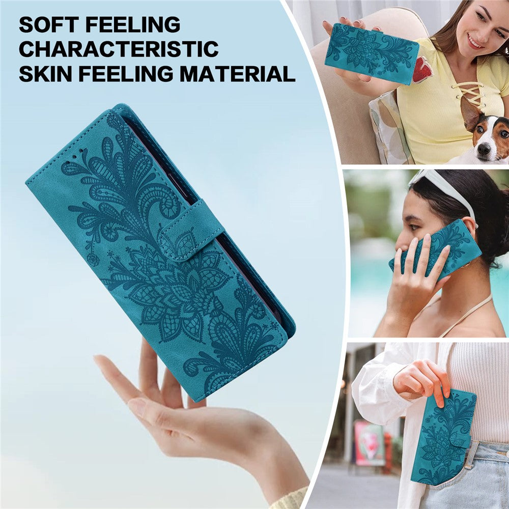 For Xiaomi Redmi Note 13 Pro 5G Case Imprinted Lace Flowers PU Leather Wallet Phone Cover