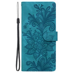 For Xiaomi Redmi Note 13 Pro 5G Case Imprinted Lace Flowers PU Leather Wallet Phone Cover