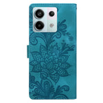 For Xiaomi Redmi Note 13 Pro 5G Case Imprinted Lace Flowers PU Leather Wallet Phone Cover