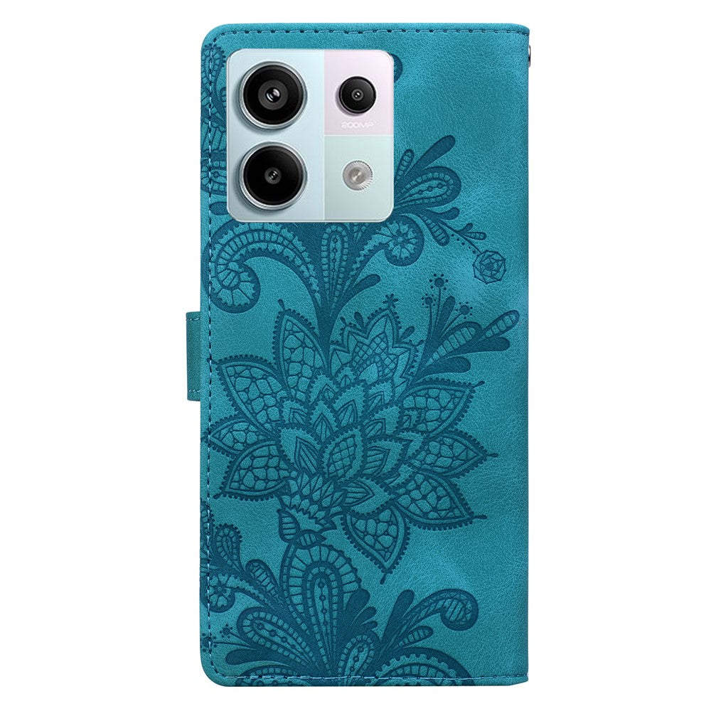 For Xiaomi Redmi Note 13 Pro 5G Case Imprinted Lace Flowers PU Leather Wallet Phone Cover