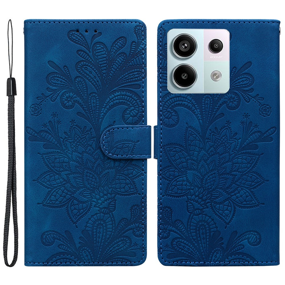 For Xiaomi Redmi Note 13 Pro 5G Case Imprinted Lace Flowers PU Leather Wallet Phone Cover