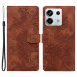 For Xiaomi Redmi Note 13 Pro 4G Case Imprinted Lace Flowers PU Leather Wallet Phone Cover