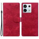 For Xiaomi Redmi Note 13 Pro 4G Case Imprinted Lace Flowers PU Leather Wallet Phone Cover