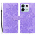 For Xiaomi Redmi Note 13 Pro 4G Case Imprinted Lace Flowers PU Leather Wallet Phone Cover