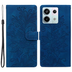 For Xiaomi Redmi Note 13 Pro 4G Case Imprinted Lace Flowers PU Leather Wallet Phone Cover