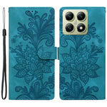For Xiaomi 14T Case Imprinted Lace Flowers PU Leather Wallet Phone Cover