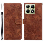For Xiaomi 14T Case Imprinted Lace Flowers PU Leather Wallet Phone Cover
