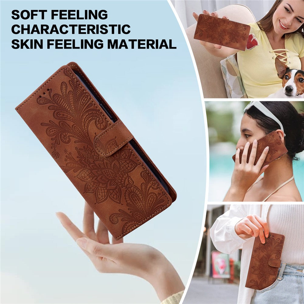 For Xiaomi 14T Case Imprinted Lace Flowers PU Leather Wallet Phone Cover