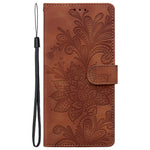 For Xiaomi 14T Case Imprinted Lace Flowers PU Leather Wallet Phone Cover