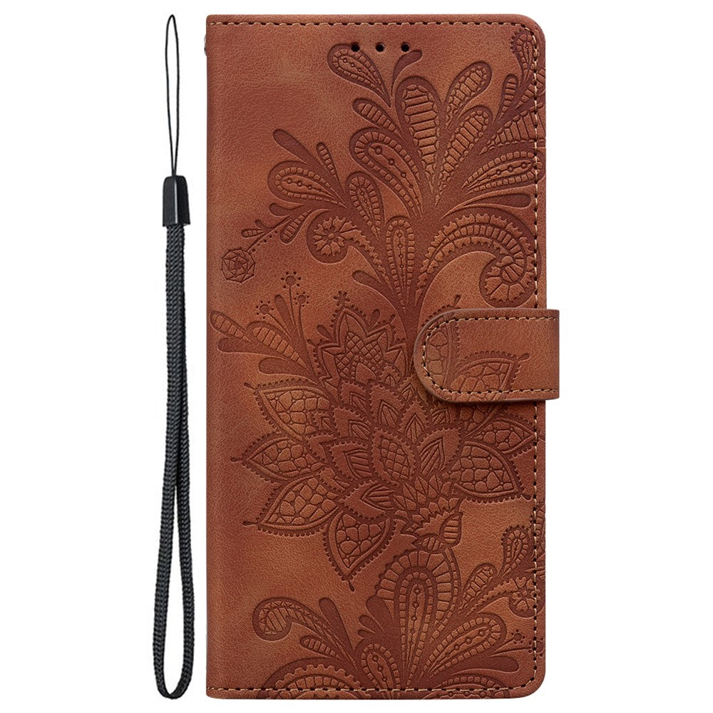 For Xiaomi 14T Case Imprinted Lace Flowers PU Leather Wallet Phone Cover