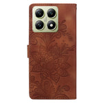 For Xiaomi 14T Case Imprinted Lace Flowers PU Leather Wallet Phone Cover