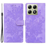 For Xiaomi 14T Case Imprinted Lace Flowers PU Leather Wallet Phone Cover