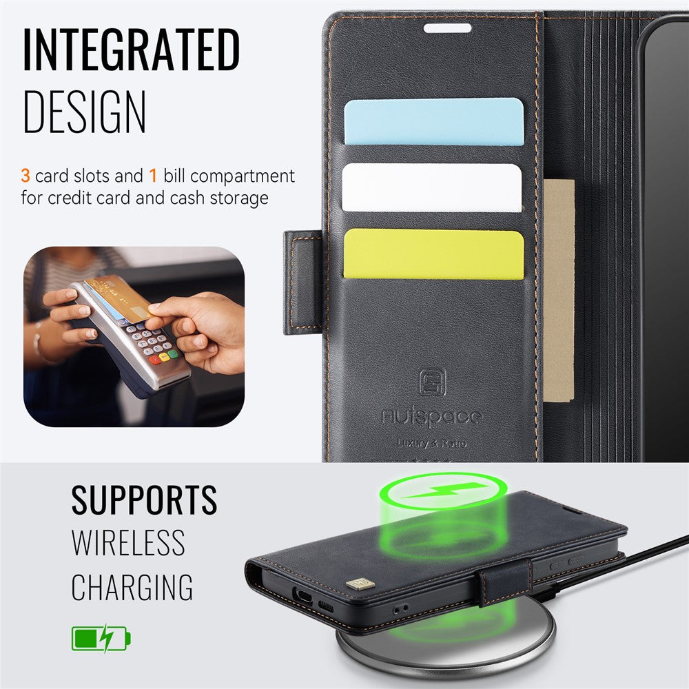 AUTSPACE Til Samsung Galaxy S24 Cover A11 RFID-blokerende retro læder mobilpungcover