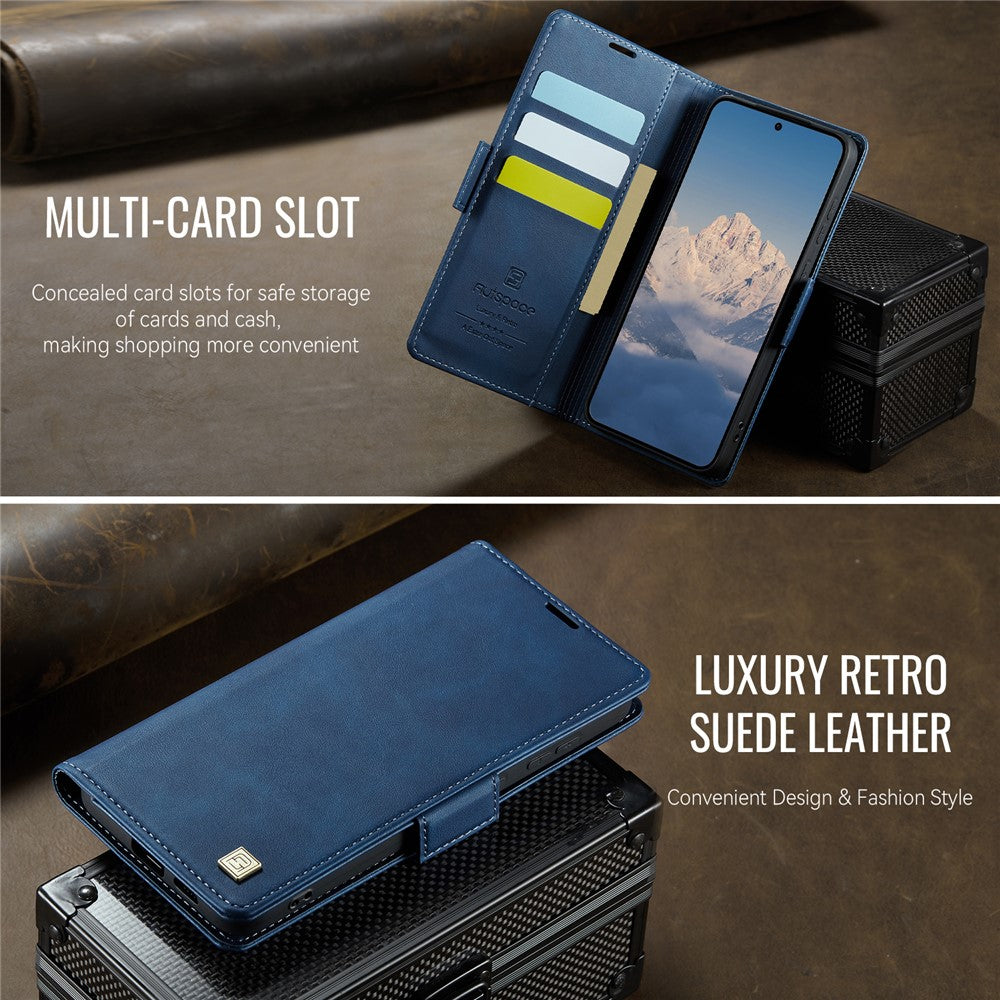 AUTSPACE For Samsung Galaxy S24+ Case  A11 RFID Blocking Retro Leather Cell Phone Wallet Cover