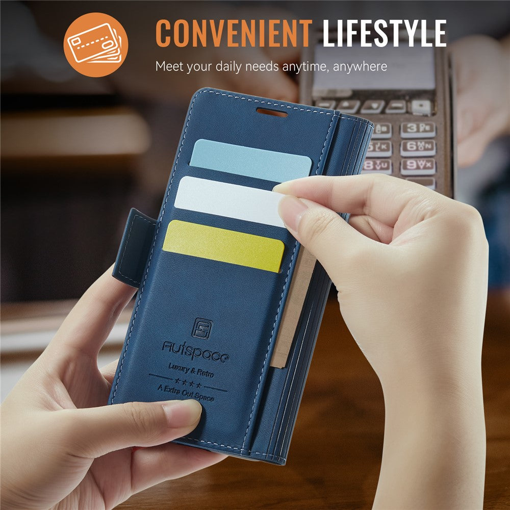 AUTSPACE For Samsung Galaxy S24+ Case  A11 RFID Blocking Retro Leather Cell Phone Wallet Cover