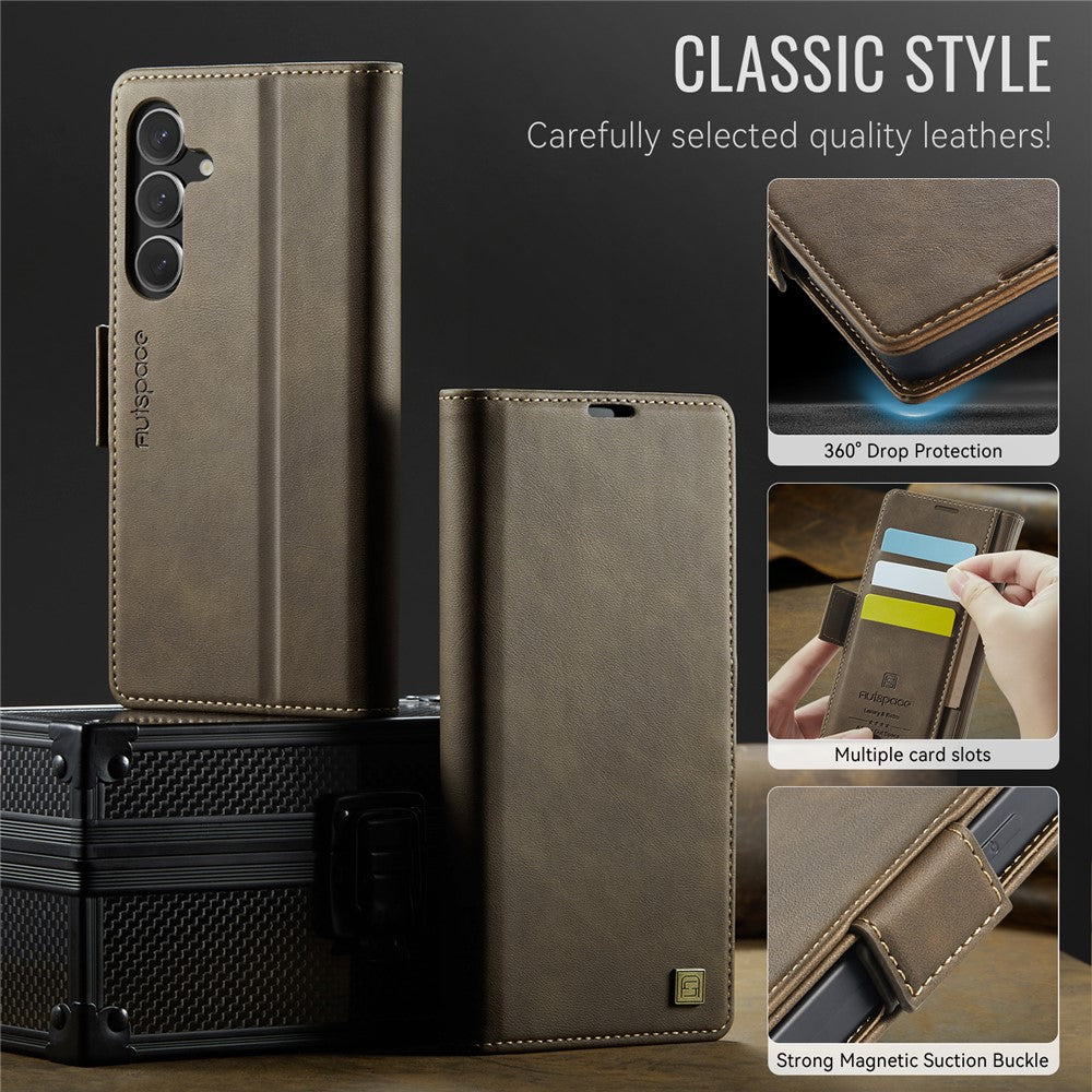 AUTSPACE Til Samsung Galaxy S23 FE Cover A11 RFID-blokerende retro læder mobiltelefon pung cover