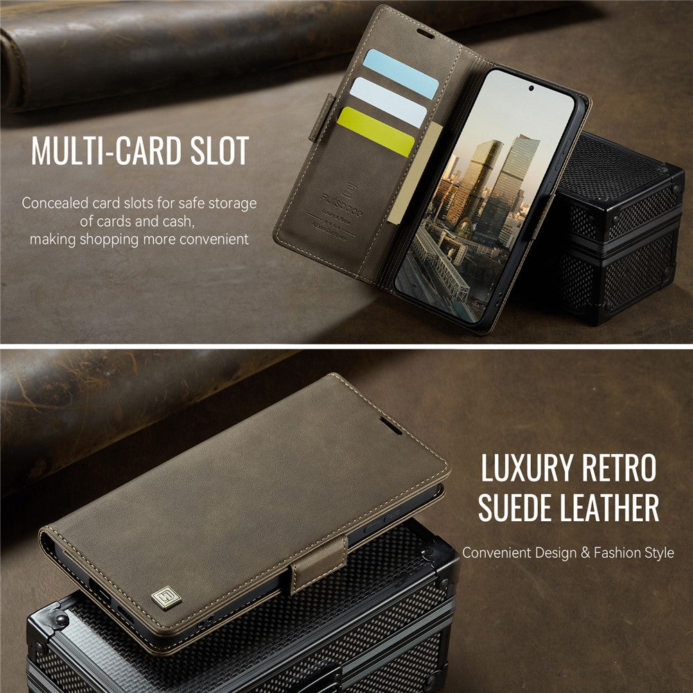 AUTSPACE Til Samsung Galaxy S23 FE Cover A11 RFID-blokerende retro læder mobiltelefon pung cover