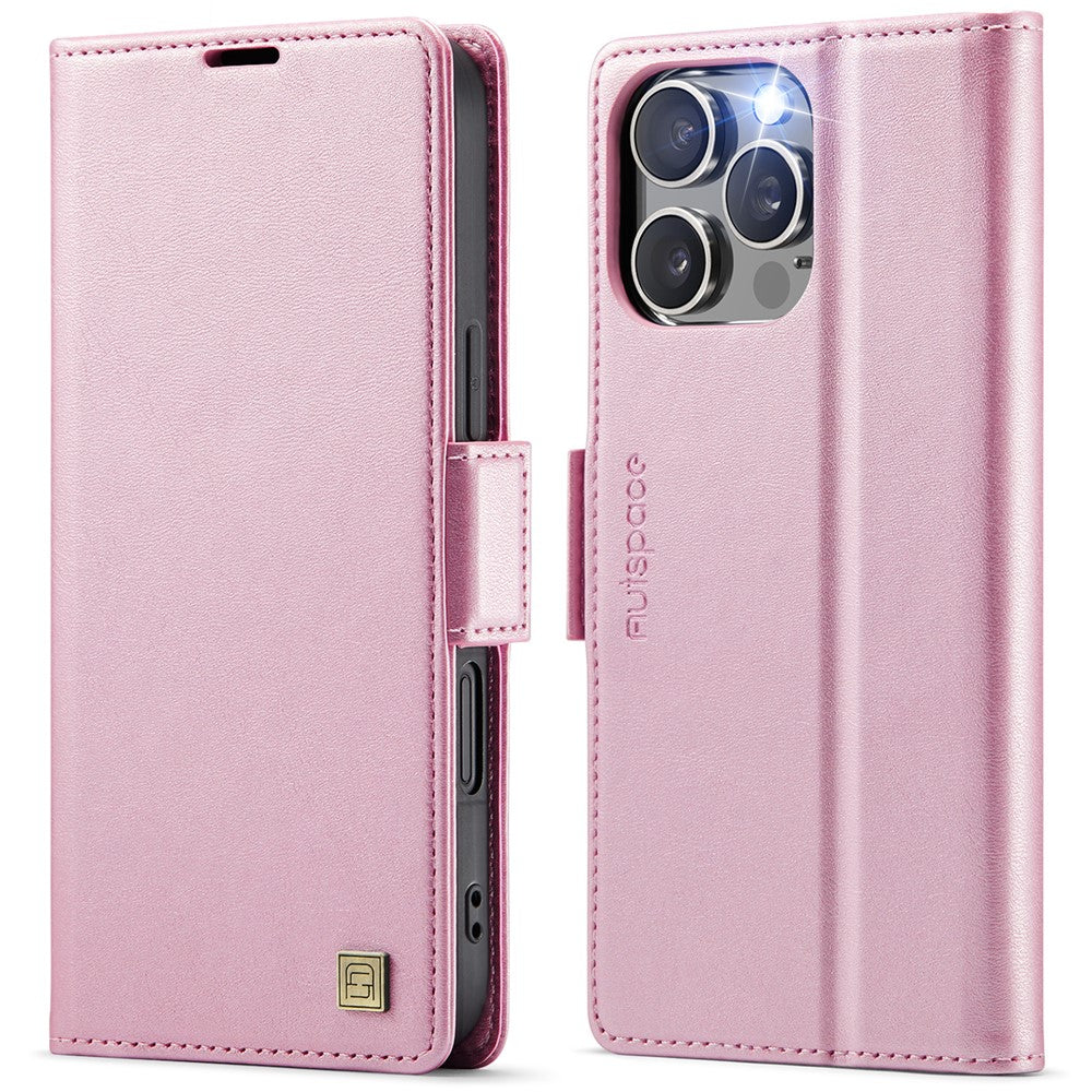 AUTSPACE For iPhone 16 Pro Case A11 RFID Blocking Retro Leather Cell Phone Wallet Cover