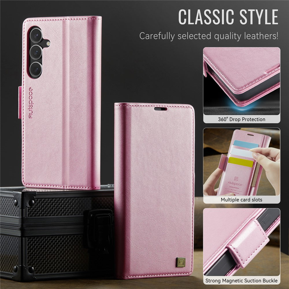 AUTSPACE Til Samsung Galaxy S24 FE Etui A11 RFID Blokerende Retro Læder Mobiltelefon Pung Cover