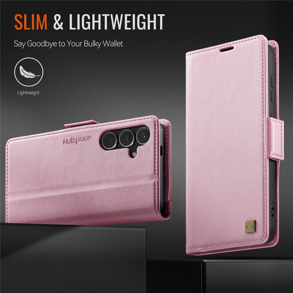 AUTSPACE Til Samsung Galaxy S25 Etui A11 RFID Blokerende Retro Læder Mobiltelefon Pung Cover
