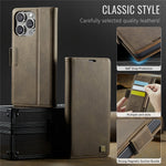 AUTSPACE For iPhone 16 Pro Max Case A11 RFID Blocking Retro Leather Cell Phone Wallet Cover