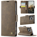 AUTSPACE For iPhone 16 Pro Max Case A11 RFID Blocking Retro Leather Cell Phone Wallet Cover