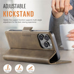 AUTSPACE For iPhone 16 Pro Max Case A11 RFID Blocking Retro Leather Cell Phone Wallet Cover
