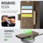 AUTSPACE For iPhone 16 Pro Max Case A11 RFID Blocking Retro Leather Cell Phone Wallet Cover