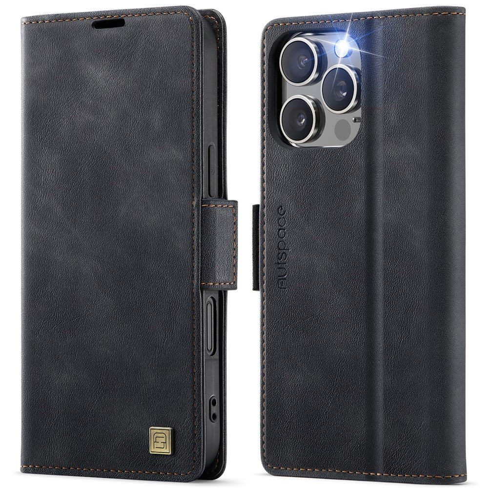 AUTSPACE For iPhone 16 Pro Max Case A11 RFID Blocking Retro Leather Cell Phone Wallet Cover