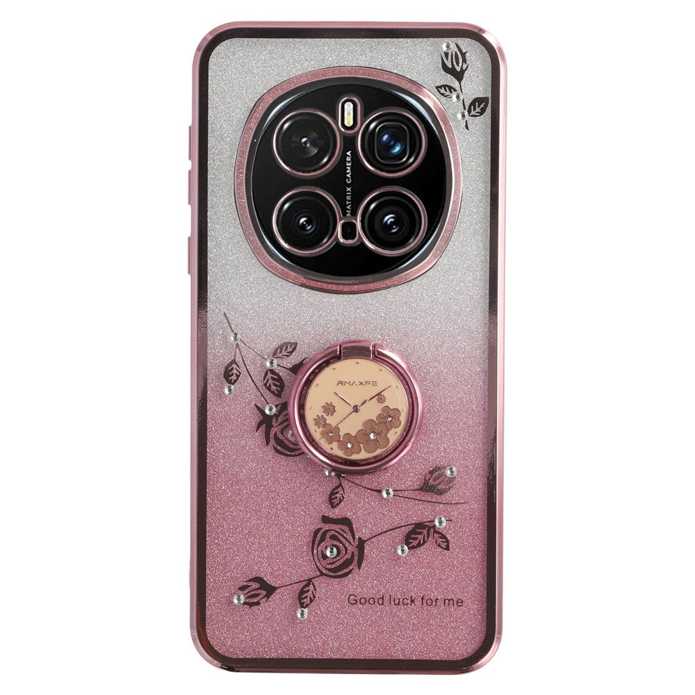 KADEM For Honor Magic7 Pro 5G Case Ring Kickstand TPU Flowers Phone Cover Gradient Glitter