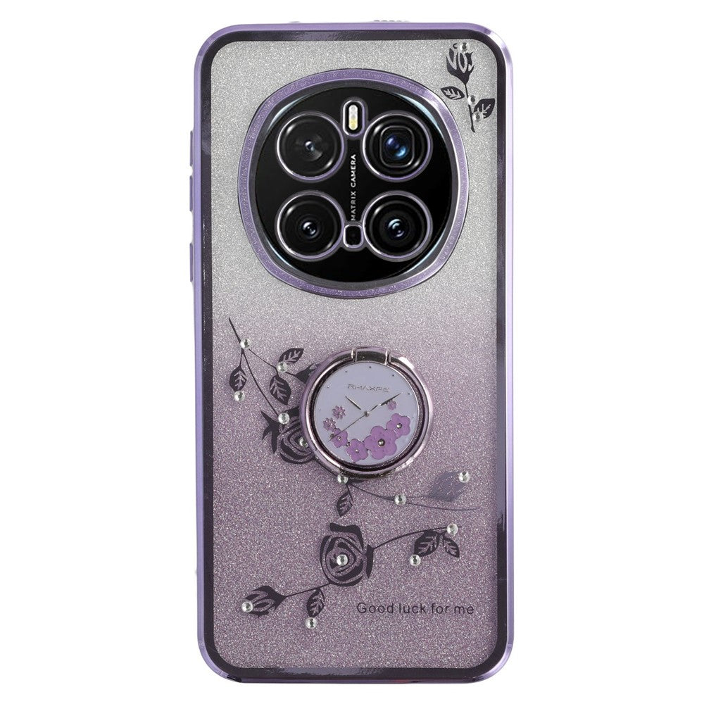 KADEM For Honor Magic7 Pro 5G Case Ring Kickstand TPU Flowers Phone Cover Gradient Glitter