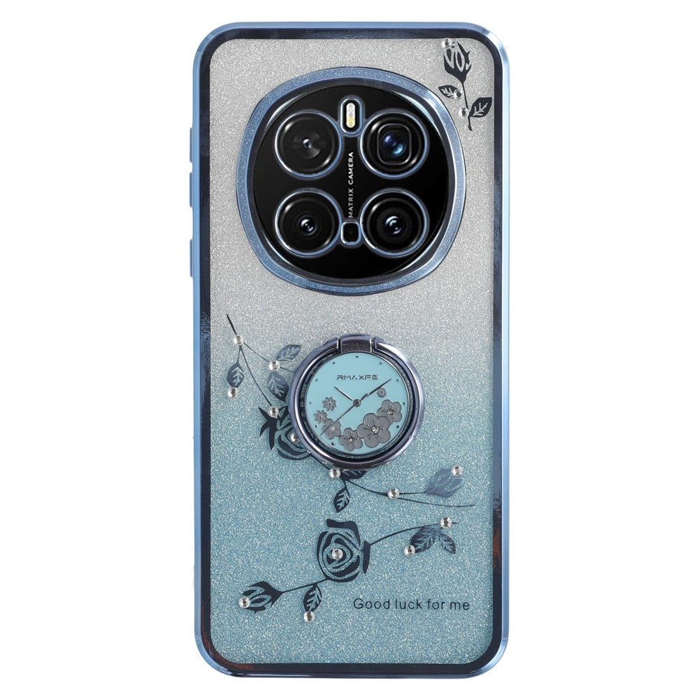 KADEM For Honor Magic7 Pro 5G Case Ring Kickstand TPU Flowers Phone Cover Gradient Glitter