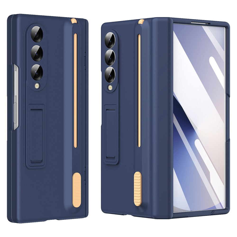 For Samsung Galaxy Z Fold3 5G Kickstand Phone Case with Tempered Glass Screen Protector and Stylus Pen