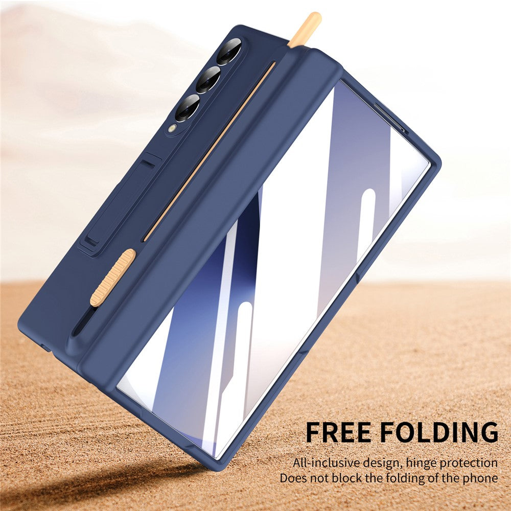 For Samsung Galaxy Z Fold3 5G Kickstand Phone Case with Tempered Glass Screen Protector and Stylus Pen