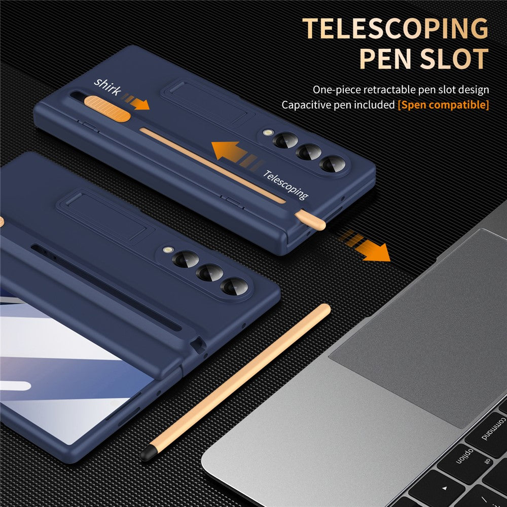 Til Samsung Galaxy Z Fold5 5G Kickstand Cover med Hærdet Glas Skærmbeskytter og Stylus Pen