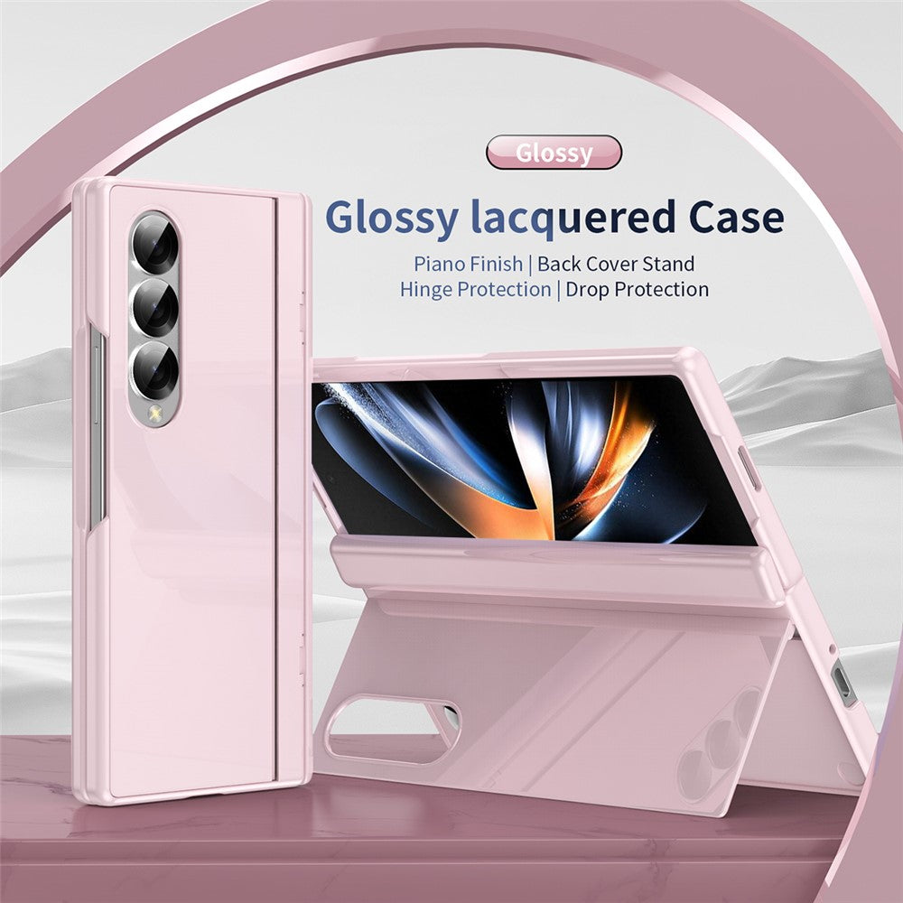 For Samsung Galaxy Z Fold3 5G PC Phone Case with Back Cover Kickstand and Tempered Glass Film