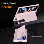 For Samsung Galaxy Z Fold3 5G PC Phone Case with Back Cover Kickstand and Tempered Glass Film
