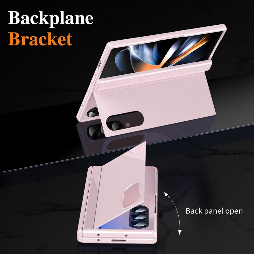 For Samsung Galaxy Z Fold3 5G PC Phone Case with Back Cover Kickstand and Tempered Glass Film