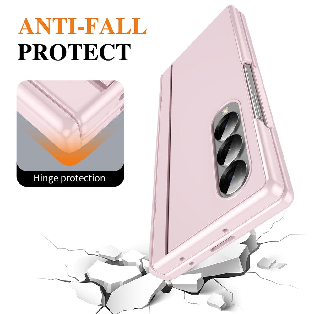 For Samsung Galaxy Z Fold3 5G PC Phone Case with Back Cover Kickstand and Tempered Glass Film