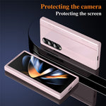 For Samsung Galaxy Z Fold3 5G PC Phone Case with Back Cover Kickstand and Tempered Glass Film