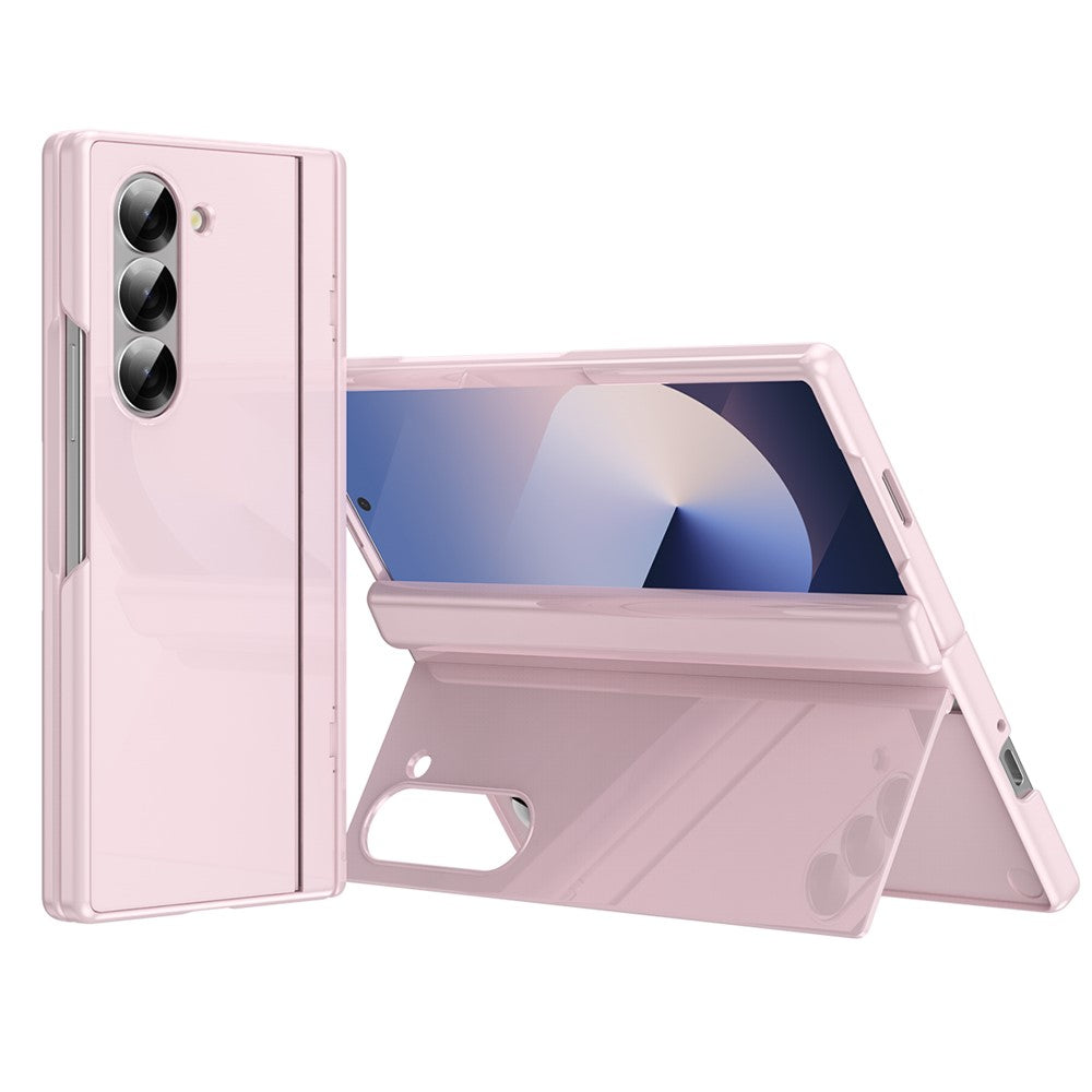 For Samsung Galaxy Z Fold6 5G PC Phone Case with Back Cover Kickstand and Tempered Glass Film