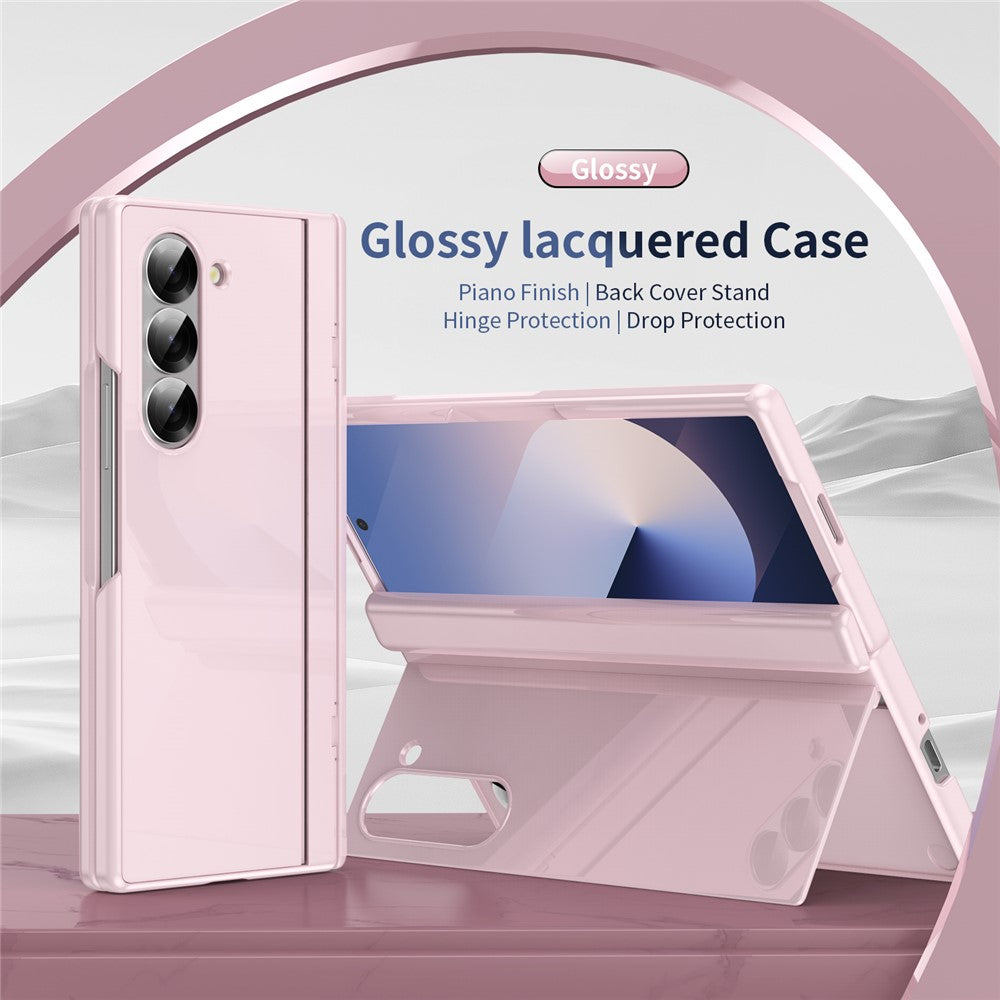 For Samsung Galaxy Z Fold6 5G PC Phone Case with Back Cover Kickstand and Tempered Glass Film