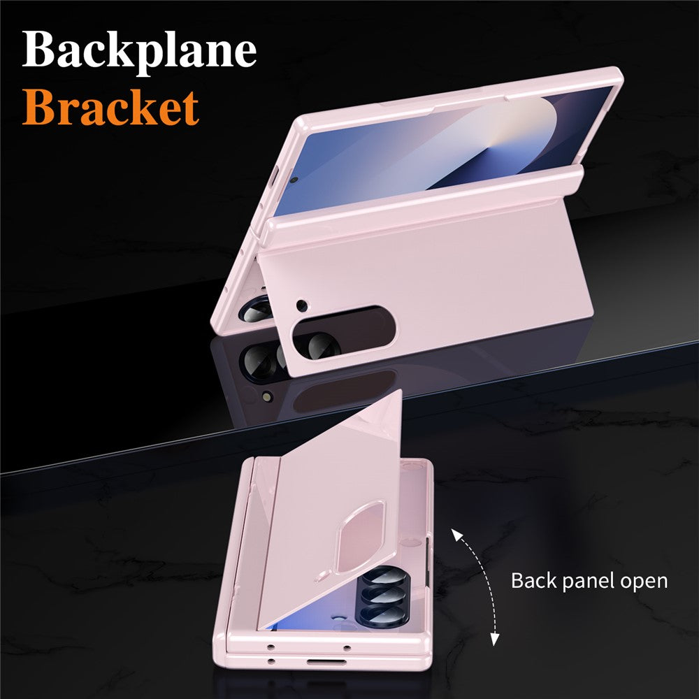 For Samsung Galaxy Z Fold6 5G PC Phone Case with Back Cover Kickstand and Tempered Glass Film