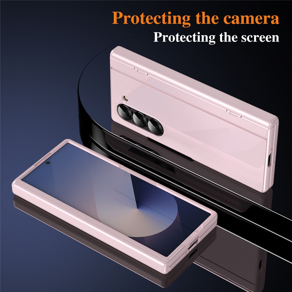 For Samsung Galaxy Z Fold6 5G PC Phone Case with Back Cover Kickstand and Tempered Glass Film